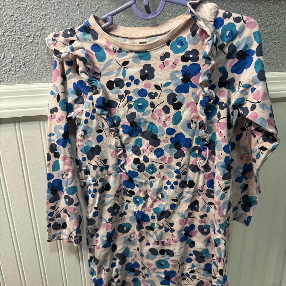 Tea Collection Blue and Pink Floral Long Sleeve Top